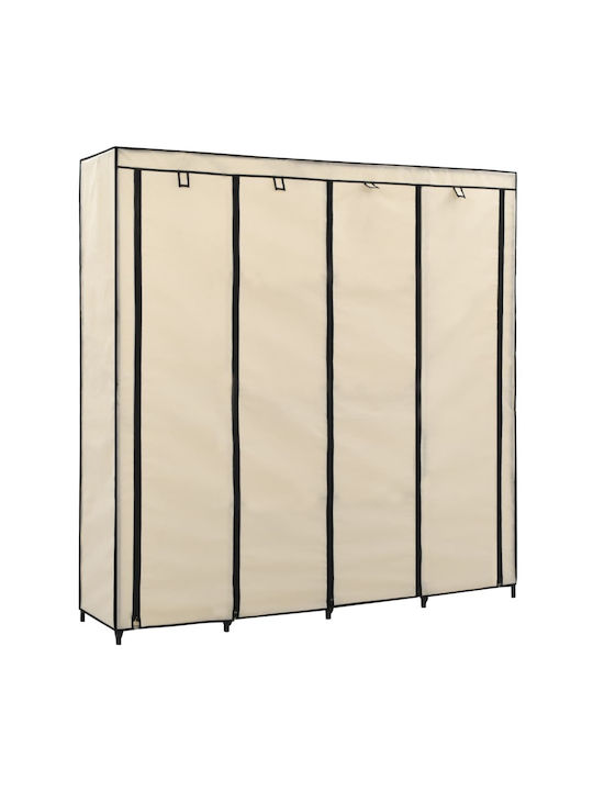 vidaXL Fabric Wardrobe with Zipper and Shelves in Beige Color 175x45x170cm