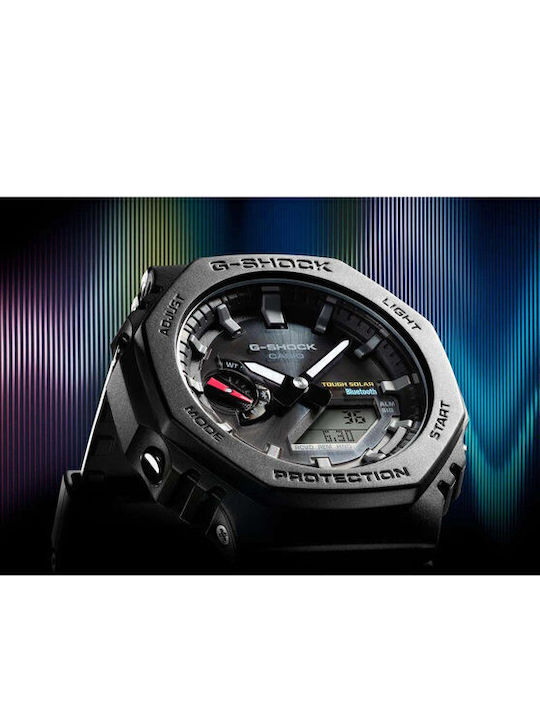 Casio G-Shock Ανδρικό Ρολόι 45.4mm Χρονογράφος Solar με Μαύρο Καουτσούκ Λουράκι