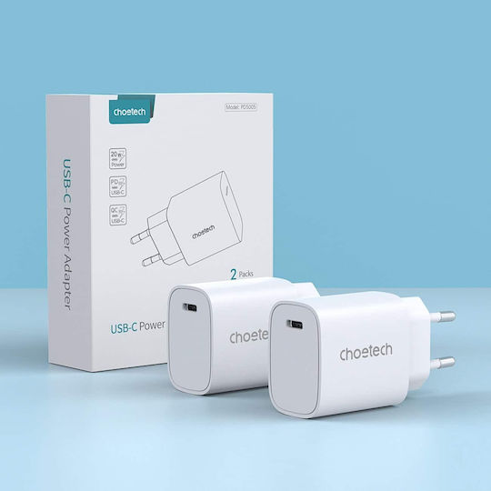 Choetech Incarcător Fără Fir Cu Port USB-C 20W Livrarea Energiei Alb