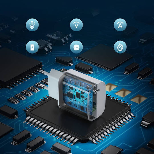 Choetech Incarcător Fără Fir Cu Port USB-C 20W Livrarea Energiei Alb