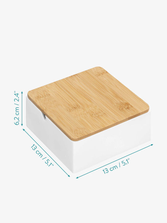 Navaris Wooden Jewellery Box with White Mirror 13x13x6cm