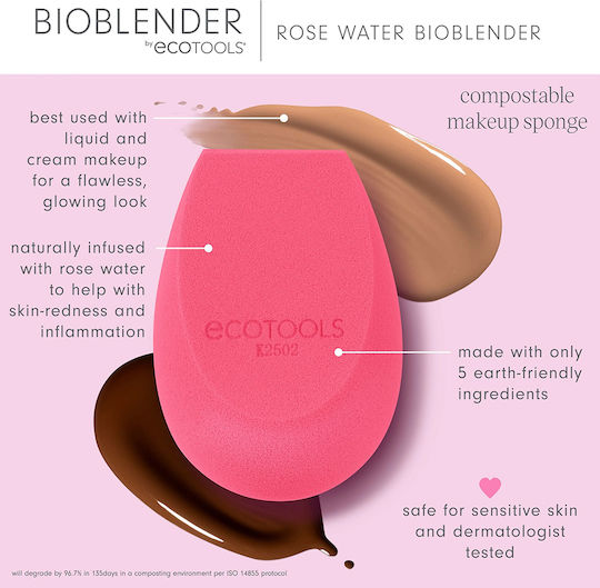 EcoTools Set Cu Pensule și Bureței Pentru Machiaj Rose Water Bioblender