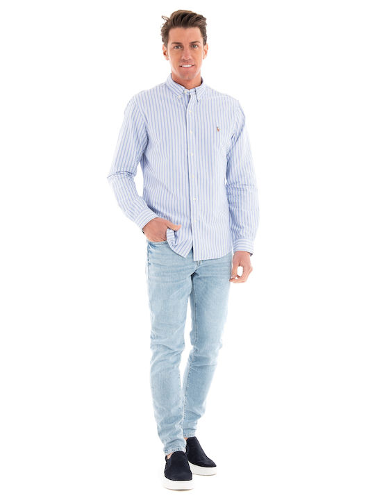 Ralph Lauren Men's Shirt Long Sleeve Striped Light Blue