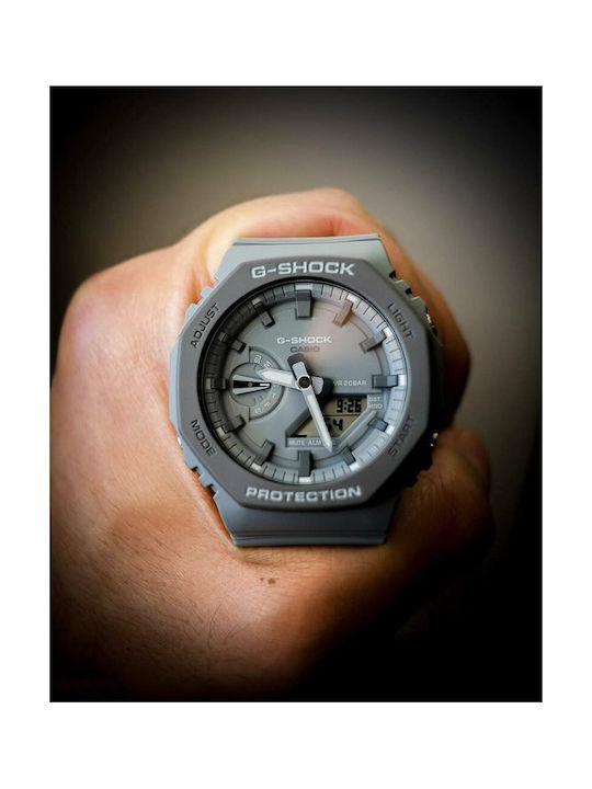Casio Analog/Digital Uhr Chronograph Batterie mit Gray Kautschukarmband
