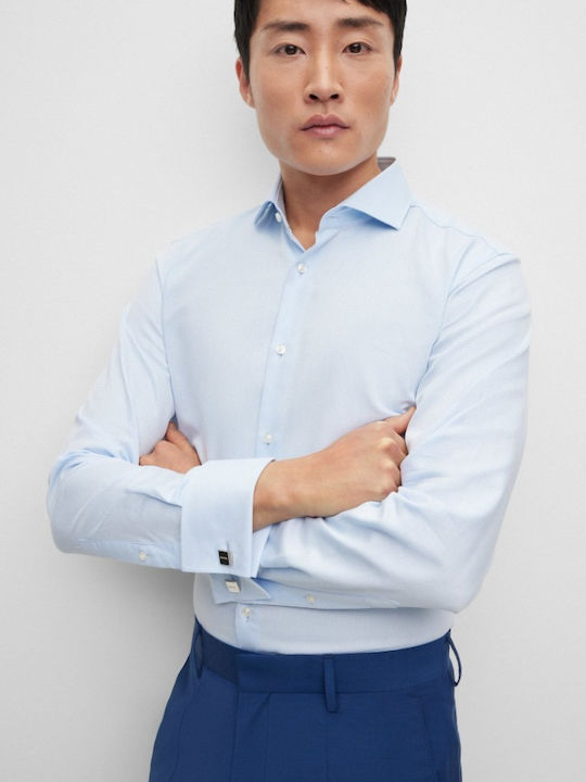 Long-sleeved Cotton Shirt Light Blue