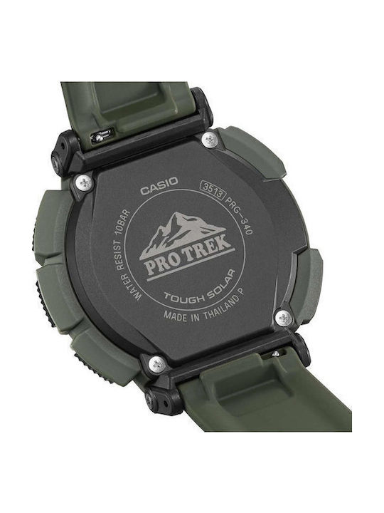 Casio Pro Trek Ceas Digital Bărbați 52mm Cronograf Solar cu Cureaua Neagră Din Cauciuc