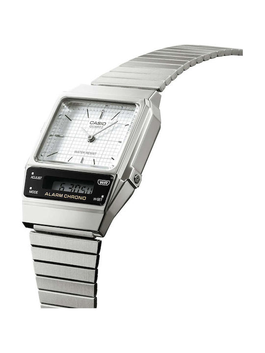 Casio Vintage Edgy Analog/Digital Men's Watch 32.1mm Chronograph Battery with Silver Rubber Strap