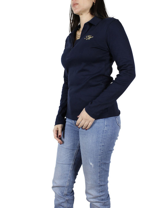Tommy Hilfiger Women's Polo Shirt Long Sleeve Blue