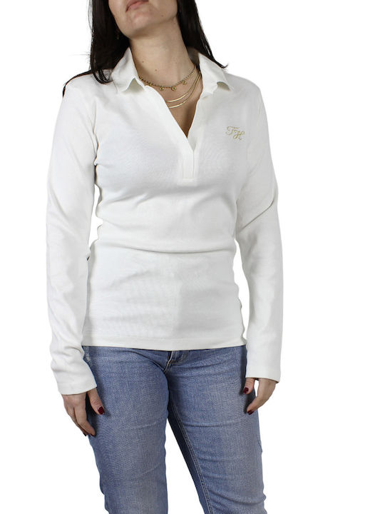 Tommy Hilfiger Women's Polo Shirt Long Sleeve White