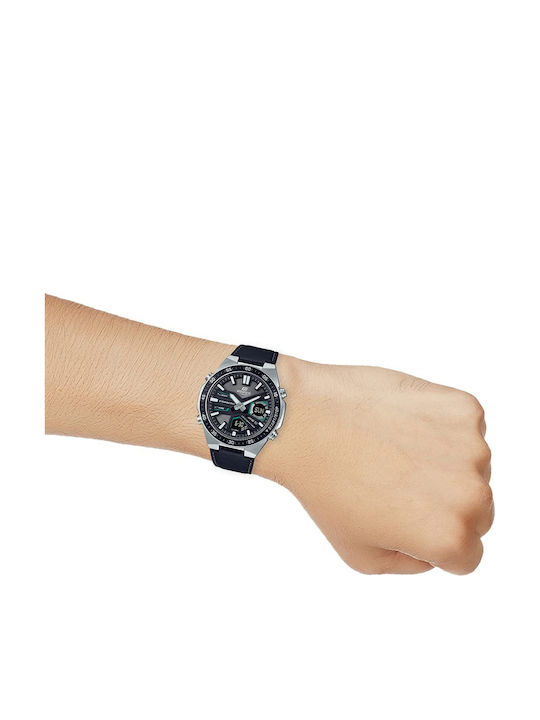 Casio Edifice Analog/Digital Men's Watch 46.9mm Chronograph Battery with Black Leather Strap