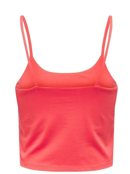 Γυναικείο Καλοκαιρινό Crop Top Βαμβακερό με Τιράντες Hot Coral