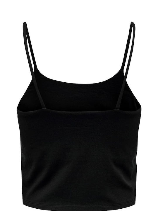 Only Women's Summer Crop Top Cotton with Straps Black