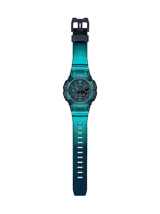 Casio G-shock Analog/Digital Men's Watch 46mm Chronograph Battery with Turquoise Rubber Strap
