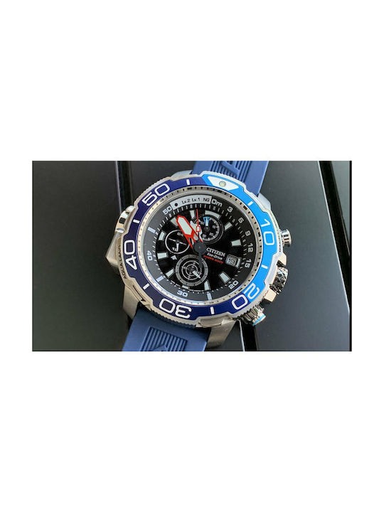 Citizen Promaster Uhr Chronograph Eco - Antrieb mit Blau Kautschukarmband