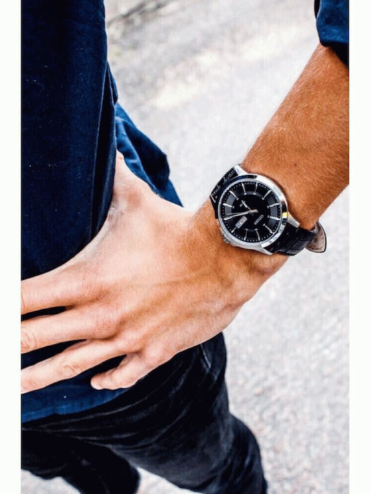 Citizen Ανδρικό Ρολόι 41mm Μπαταρίας με Μαύρο Δερμάτινο Λουράκι