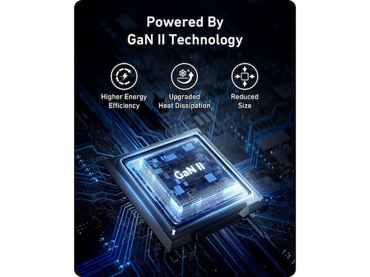 Anker Φορτιστής Χωρίς Καλώδιο GaN με Θύρα USB-A και 2 Θύρες USB-C 100W Quick Charge 3.0 / Power Delivery Μαύρος (736 Nano II)