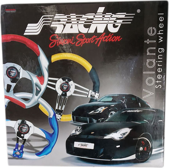 Simoni Racing Autolenkrad Χ4 Pelle Leder Drei-Speichen Silber/Schwarz SRX4350PI