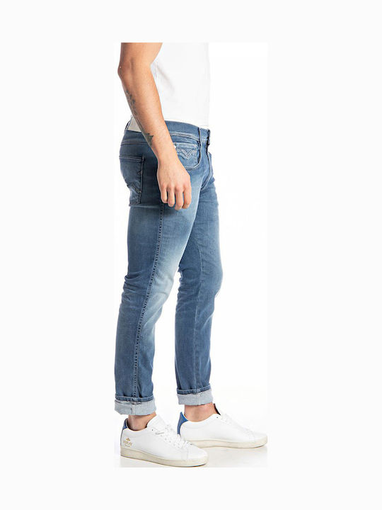 Anbass Men's Elastic Jeans Pants With Slim Fit Blue