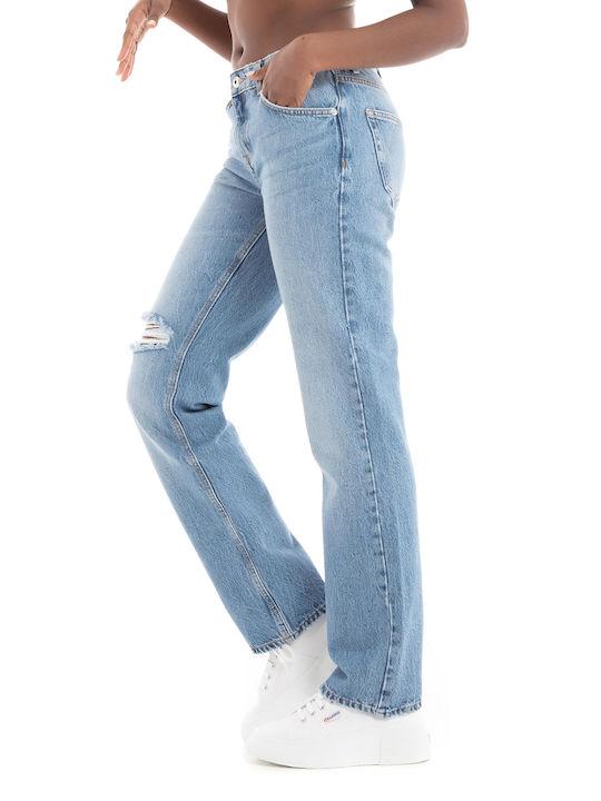 Only Women's Jean Trousers with Rips in Slim Fit Medium Aged Denim