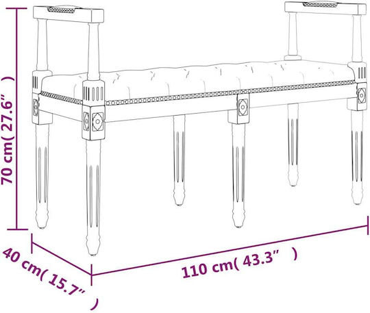 Ταμπουρέ Ξύλινο Γκρι 110x40x70εκ.