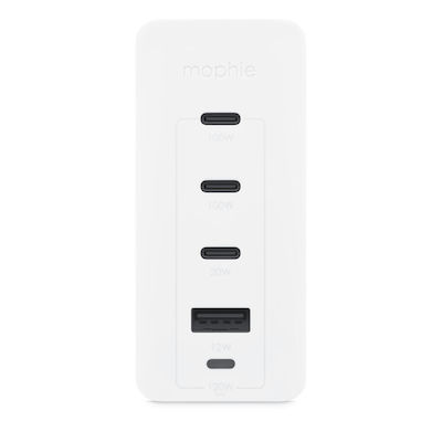 Mophie Charger Without Cable with USB-A Port and 3 USB-C Ports 120W Power Delivery White (409909309)