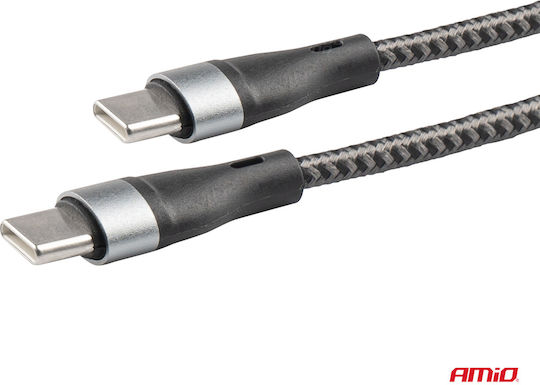 AMiO UC-18 Braided USB 2.0 Cable USB-C male - USB-C 60W Μαύρο 2m 02930