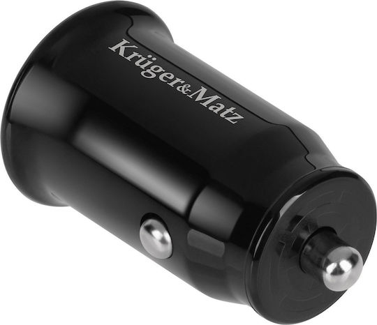 Kruger & Matz Încărcător Auto Cu Mufă De Brichetă 20W Încărcare Rapidă Cu Porturi 1xUSB-A 1xType-C Culoare Neagră