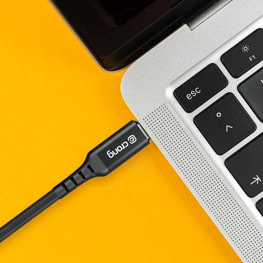 Crong Armor Link Cablu USB 2.0 Braided USB-C Masculin - USB-A 60W PD Negru 0.25m CRG-AL025USAC-BLK
