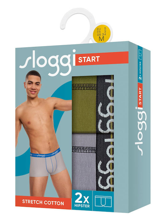 Start Hipster Slipuri pentru bărbați Gri/Olive 2Pachet