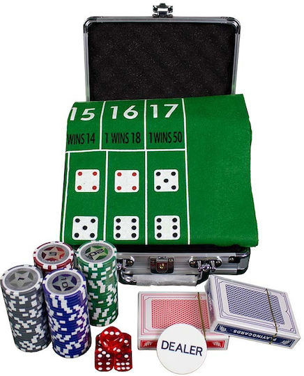 Pokeritems Σετ 100 Αριθμημένες Μάρκες Poker 12gr σε Βαλίτσα με 2 Τράπουλες και Τσόχα