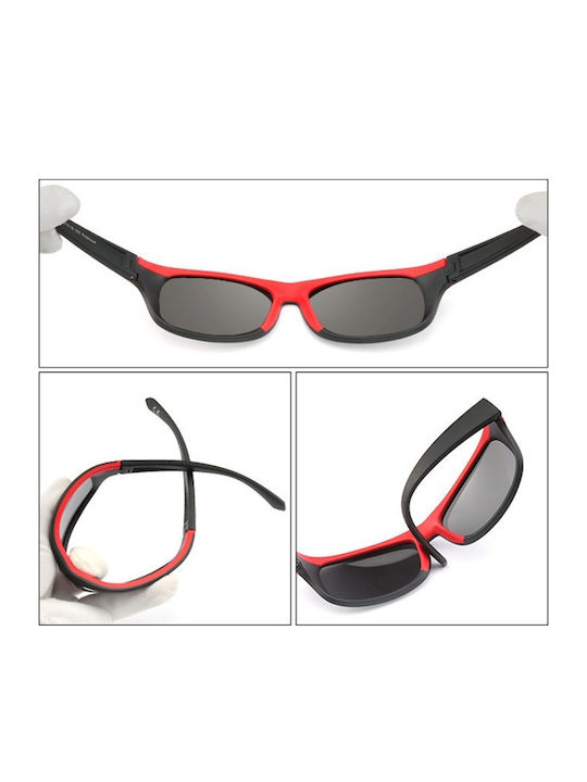Polareye PTE2156 Men's Sunglasses with Plastic Frame Black / Red