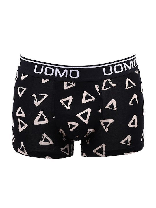 Uomo Herren Boxershorts Black/Navy mit Mustern 4Packung