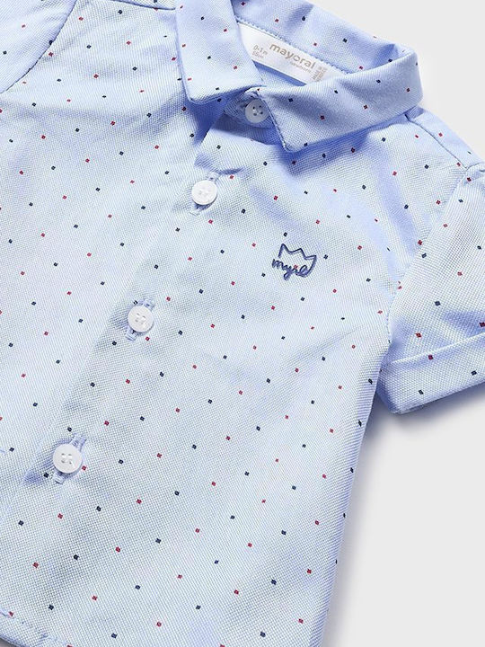 Kinder Polka Dot Hemd Kurzarm Hellblau
