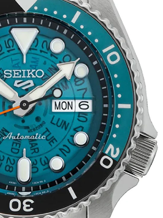 Seiko 5 Sports SKX Men's Watch 42.5mm Chronograph Automatic with Silver Metal Bracelet