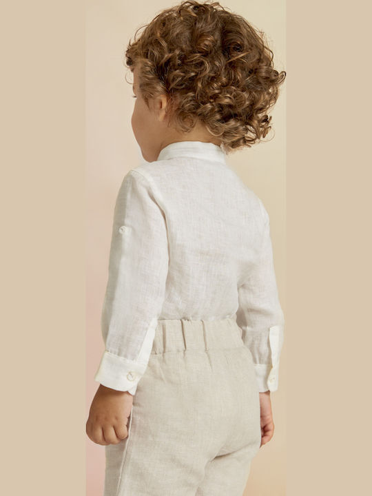 Kinder Hemd Langarm Leinen Beige