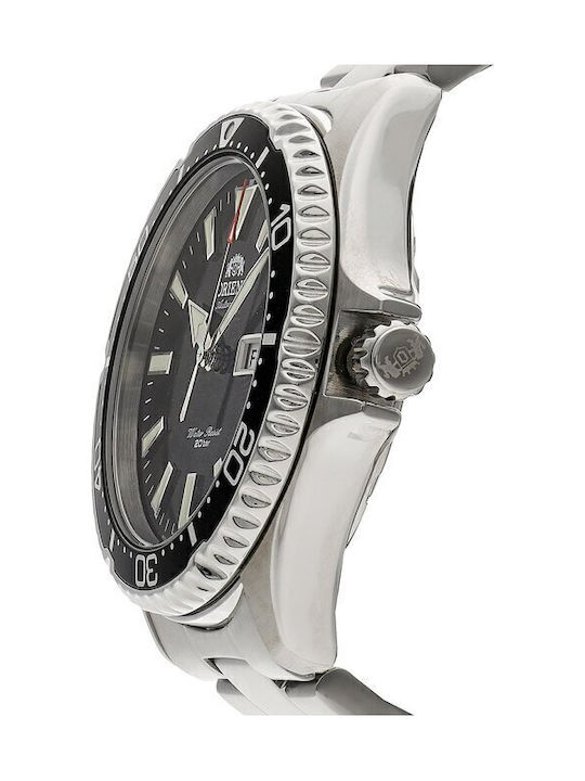 Orient Ανδρικό Ρολόι 42mm Αυτόματο με Ασημί Μεταλλικό Μπρασελέ