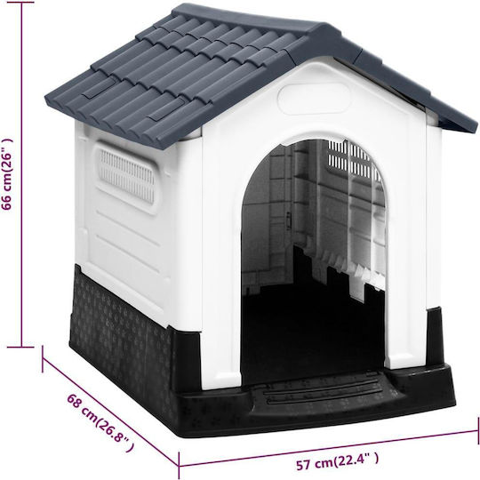 vidaXL Dog House Plastic Outdoor Gray 57x68x66cm