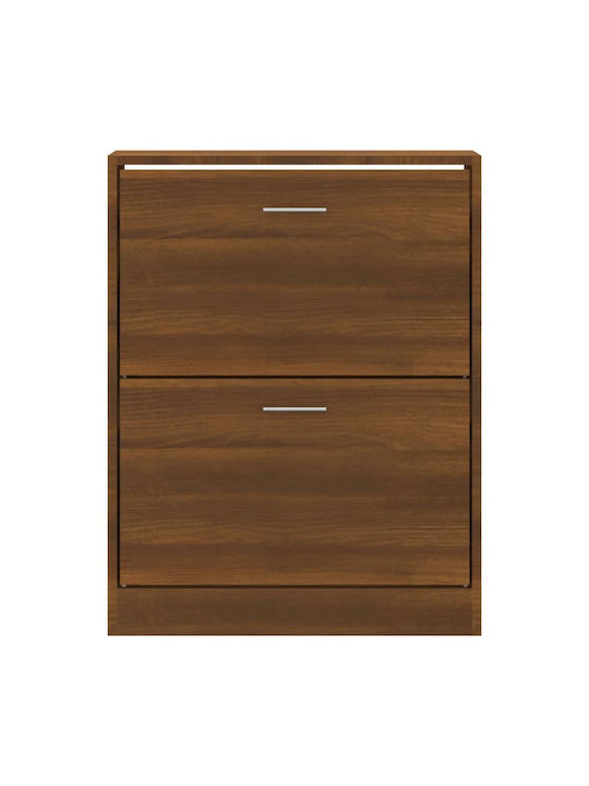 Holz Schuhschrank mit 2 Regalen Gelb L63xW24xH81cm