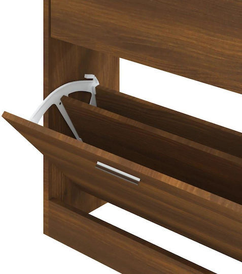 Holz Schuhschrank mit 2 Regalen Gelb L63xW24xH81cm
