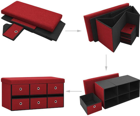 Fabric Shoe Organizer with 6 Shelves Bordeaux 76x38x38cm