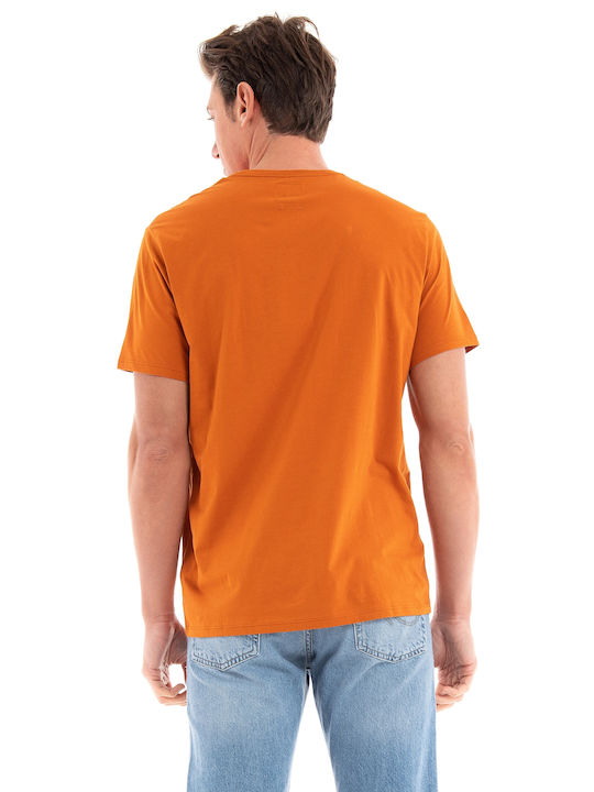 Guess Ανδρικό T-shirt Πορτοκαλί με Στάμπα