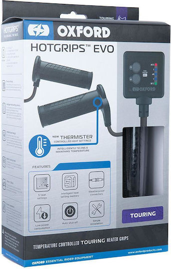 Oxford Heated Motorcycle Handlebars Hotgrips Evo Touring in Black color