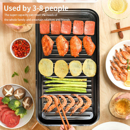 Sokany Tabletop Electric Grill Grill and Ribbed Plate 1500W with Adjustable Thermostat 45cmx23cmcm