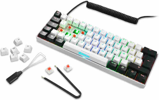Sharkoon Skiller SGK50 S4 Gaming Mechanical Keyboard 60% with Kailh Blue switches and RGB lighting (English US) White