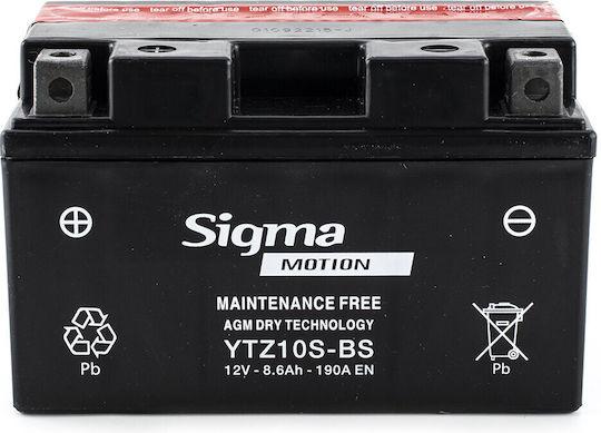 Sigma Затворен тип Мотоциклетна батерия YTZ10S-BS 190Спецификация с капацитет 8.6Ах