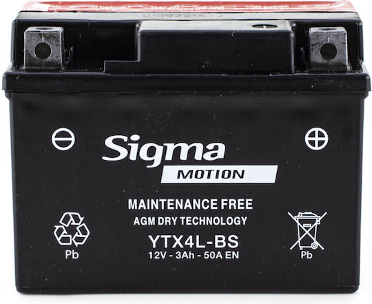 Sigma Inchis Baterie Motocicleta YTX4L-BS cu Capacitatea 3Ah