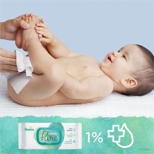 Pampers Pure Aqua Babytücher mit 99% Wasser, ohne Alkohol & Duftstoffe 12x48Stk