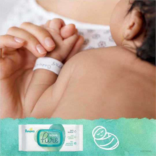 Pampers Pure Aqua Babytücher mit 99% Wasser, ohne Alkohol & Duftstoffe 12x48Stk