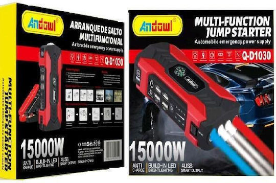Andowl Portable Car Battery Jump Starter 15000mAh with Power Bank / USB / Φακό