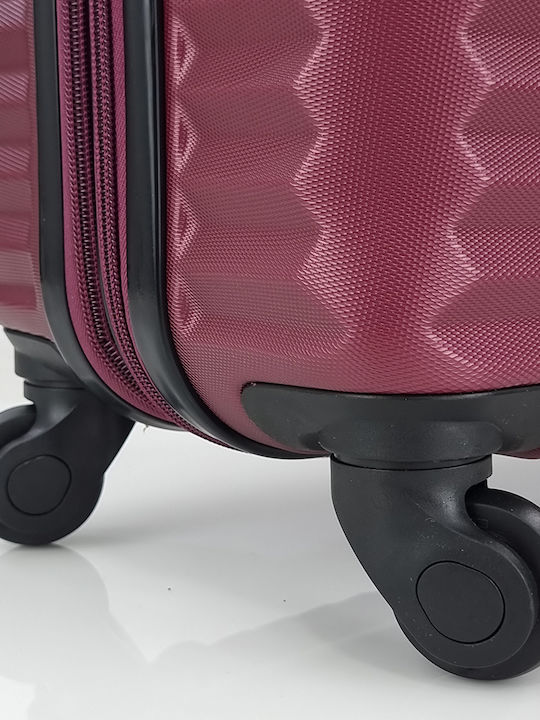 Rain Cabin Hard Burgundy Suitcase with 4 Wheels Height 55cm